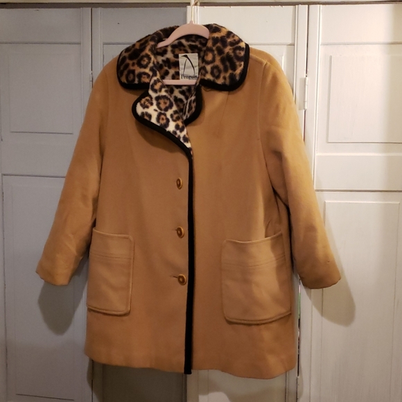 Vintage Leopard Wool Coat Pinup Style - Picture 1 of 8